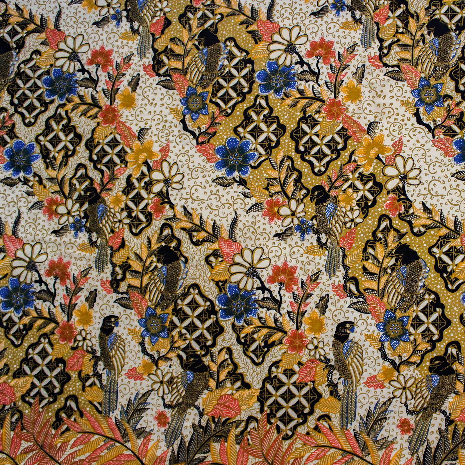 オリジナルバティック絵画　ジョグジャカルタ、ジャワ、インドネシア 花 インテリア オリジナルバティック絵画 ジョグジャカルタ、ジャワ、インドネシア 花