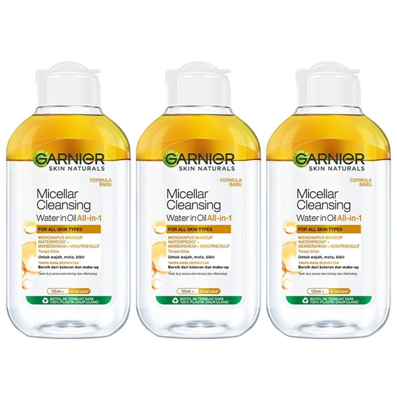 Garnier Micellar Cleansing Water in Oil All in 1 メイク落とし 125ml × 3個セット