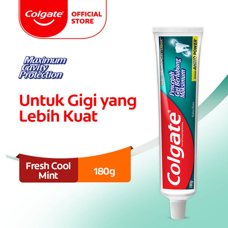 コルゲート 歯磨きペースト Pencegah Gigi Berlubang Maksimum 180g フレッシュクールミント 海外直送品