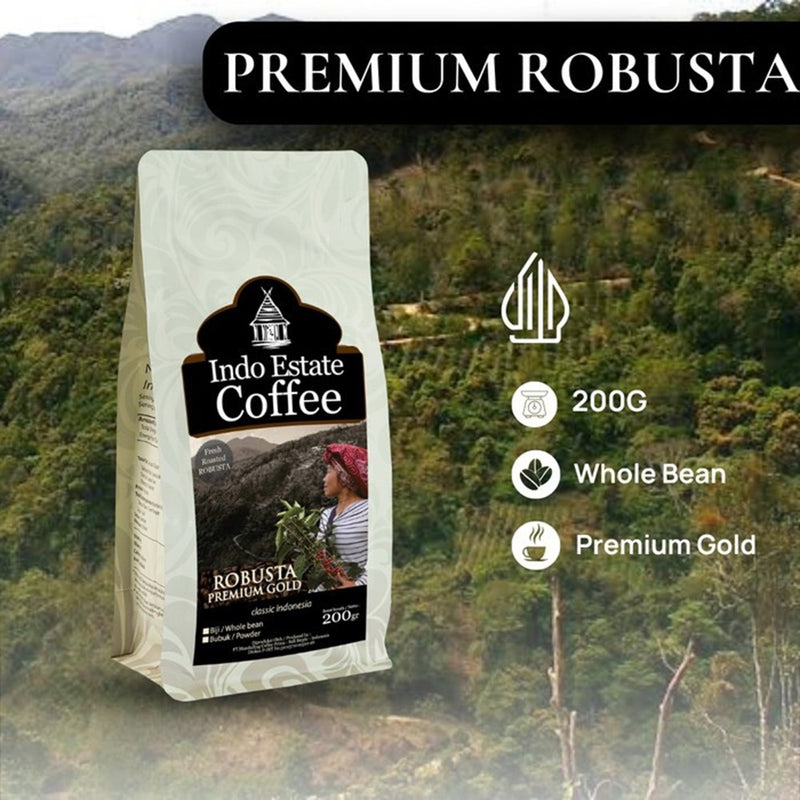 Indo Estate Coffee インドエステートコーヒー　Robusta Premium Gold ロブスタ プレミアム ゴールド　200g　焙煎豆