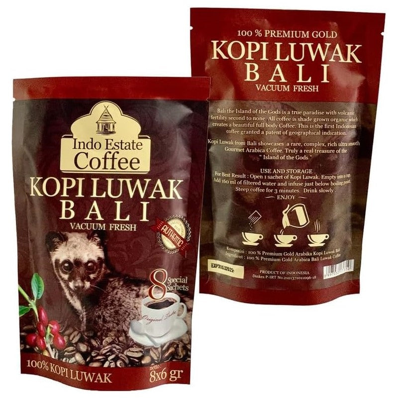 Indo Estate Coffee インドエステートコーヒー　Kopi Luwak Bali コピルアク バリ　真空フレッシュ グラウンドコーヒー　８杯分入