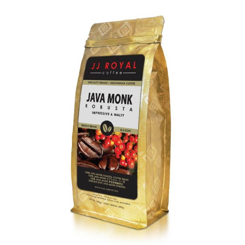 ジェイジェイロイヤル ジャバモンク ロブスタ インドネシアコーヒー 焙煎豆 200g 海外直送品