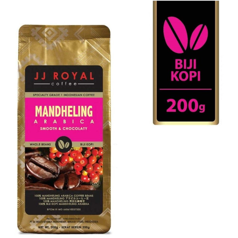 ジェイジェイロイヤル マンデリンアラビカ インドネシアコーヒー 焙煎豆 200g 海外直送品