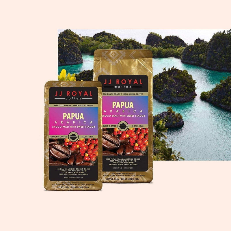ジェイジェイロイヤル パプア アラビカ インドネシアコーヒー 中細挽き 200g 海外直送品