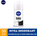 ニベア 女性用 デオドラント ロールオン ブラック＆ホワイト インビジブル フレッシュ 50ml 海外直送品