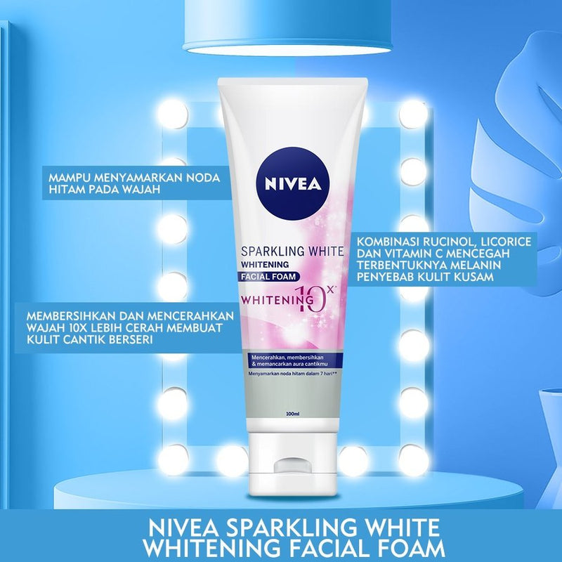 NIVEA ニベア 洗顔フォーム スパークリングホワイト ホワイトニングフェイシャルフォーム 100ml 海外直送品