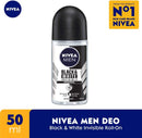 ニベア 男性用 デオドラント ロールオン ブラック＆ホワイト インビジブル オリジナル 50ml 海外直送品