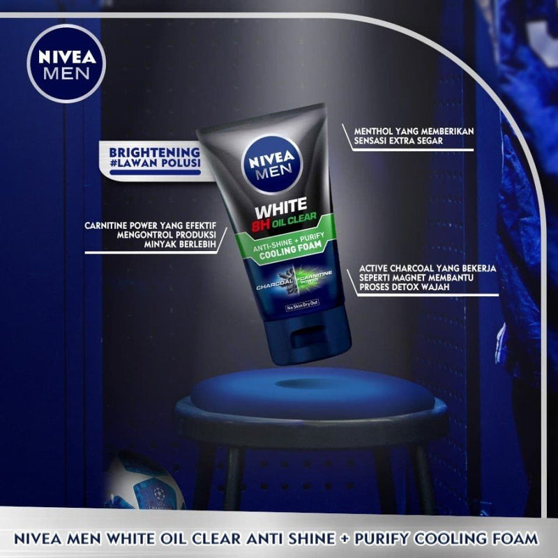 NIVEA MEN ニベアメン 洗顔フォーム ホワイトシリーズ 8H Oil Clear Anti-Shine + Purify Cooling Foam 100ml 海外直送品