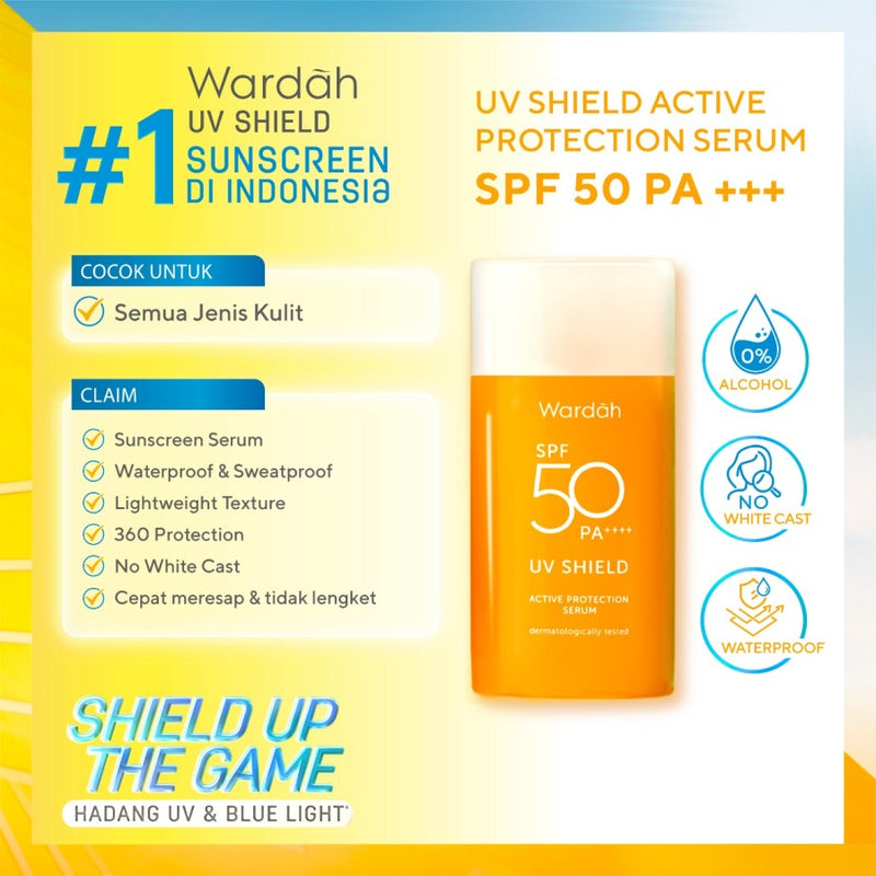Wardah ワルダー UV Shieldシリーズ アクティブプロテクションセラム SPF 50 PA++++ 35ml 海外直送品