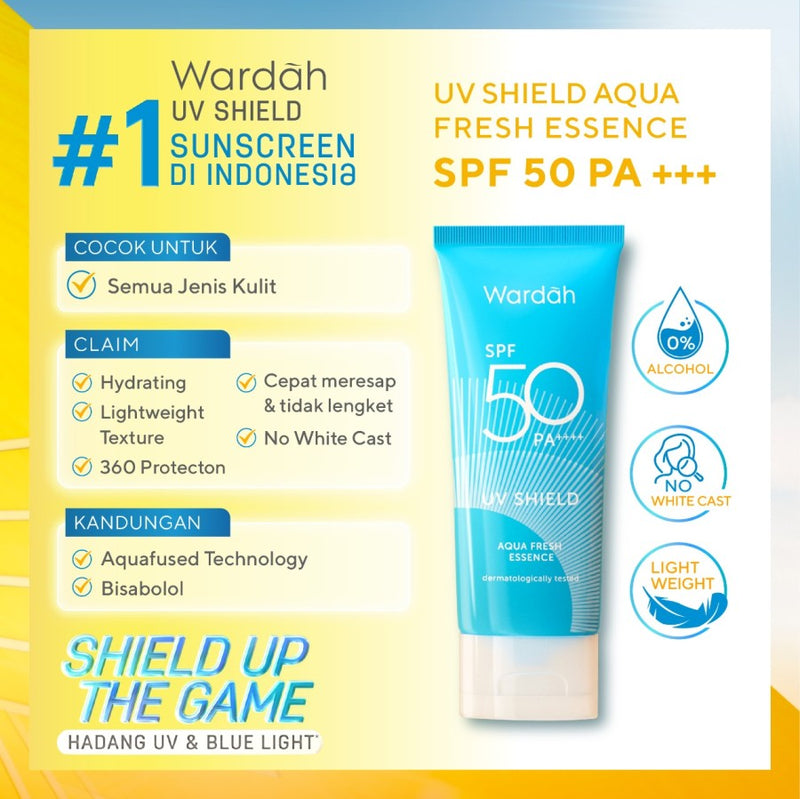 Wardah ワルダー UV Shieldシリーズ アクアフレッシュエッセンス SPF 50 PA++++ 30ml 海外直送品