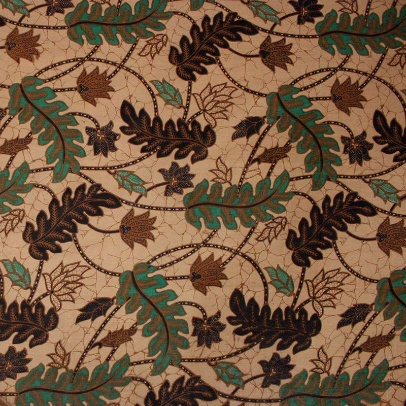 バティック 生地 インドネシア ジャワ更紗 植物のモチーフ パターン3 グリーン