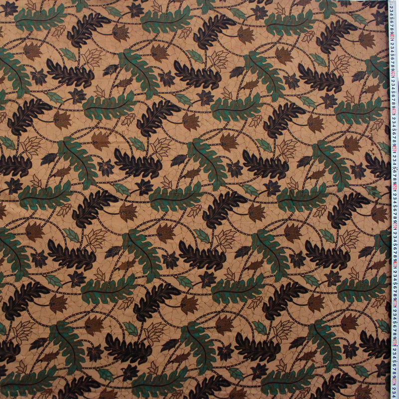 バティック 生地 インドネシア ジャワ更紗 植物のモチーフ パターン３ グリーン