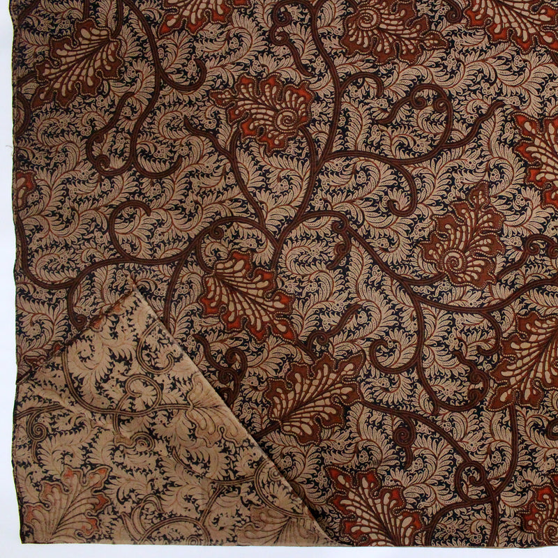 バティック 生地 インドネシア ジャワ更紗 葉のモチーフ パターン２ ブラウン