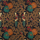 バティック 生地 インドネシア ジャワ更紗 向かい合う鳥と花のモチーフ