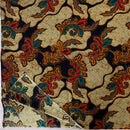 バティック 生地 インドネシア ジャワ更紗 カラフルな葉のモチーフ