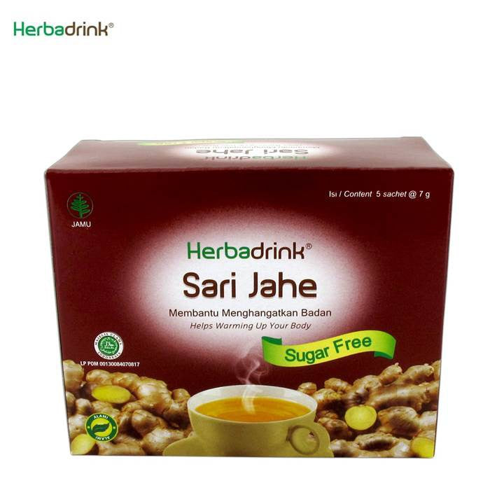 Herbadrink ハーバドリンク Sari Jahe Sugar Free サリ ジャヘ シュガーフリー 無糖 7g×5袋入り 海外直送品