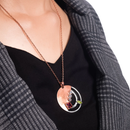 スナカジュエリー インドネシア シルバー925 ペリドット ガーネット ホワイトジルコン ラウンドペンダント ネックレス ローズゴールド 海外直送品