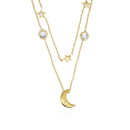 スナカジュエリー インドネシア シルバー925 キュービックジルコニア ブルートパーズ 月と星モチーフ ロングネックレスの商品画像