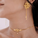 スナカジュエリー インドネシア スターリングシルバー925 アショカの花のモチーフ チョーカーネックレス ゴールド 海外直送品