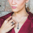 スナカジュエリー インドネシア シルバー925 太陽系モチーフ 3連ペンダント シルバー 海外直送品