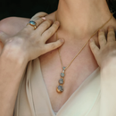 スナカジュエリー インドネシア シルバー925 アユン川の急流モチーフ 3連ボール ペンダント シルバー×ゴールド 海外直送品