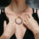 スナカジュエリー インドネシア シルバー925 アユン川の急流モチーフ ビッグフープペンダント シルバー×ゴールド 海外直送品