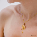 スナカジュエリー インドネシア スターリングシルバー925 アショカの花のモチーフ ペンダント ゴールド 20mm×45mm 海外直送品